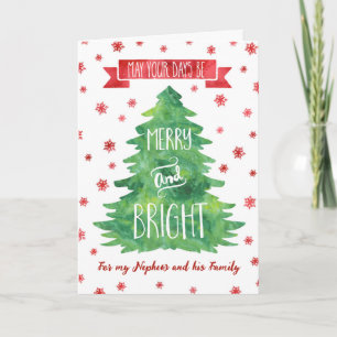 Festividades Cartão de Natal Merry para Sobrinho e Família Wate
