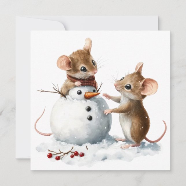 Festividades Cartão de Natal Mice Flat (Frente)