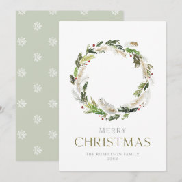 Festividades Cartão de Natal minimalista com Greenery Wreath