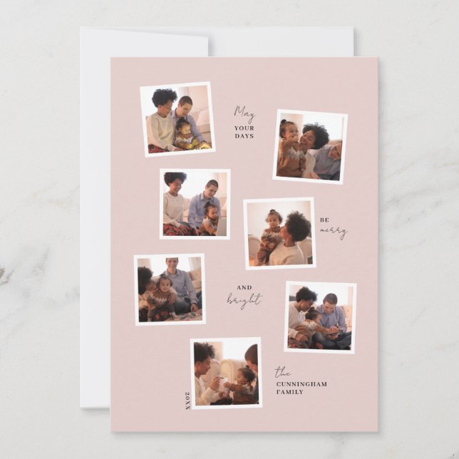 Festividades Cartão de Natal minimalista de sete fotos (Frente)