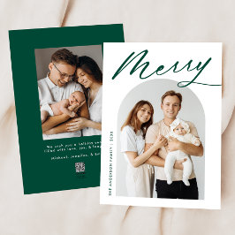 Festividades Cartão de Natal Minimalista Verde Alegre Script 2 