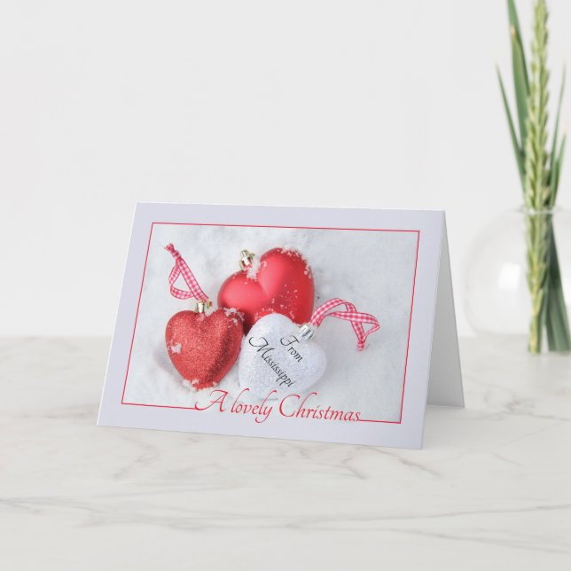 Festividades Cartão de Natal Mississípi com ornamentos (Frente)