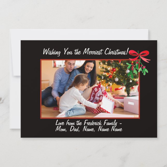 Festividades Cartão de Natal Mistletox/Black Frame/ Photo (Frente)