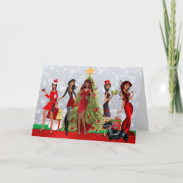 Festividades Cartão de Natal Moderno Afro-Americano
