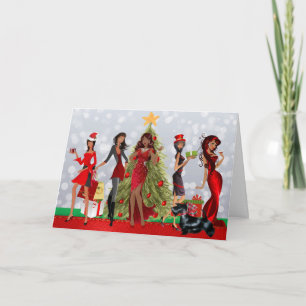 Festividades Cartão de Natal Moderno Afro-Americano
