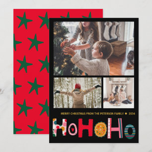 Festividades Cartão de Natal Moderno com 3 Fotos