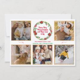 Festividades Cartão de Natal moderno com 5 fotos da família