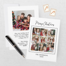 Cartão de Natal Moderno com Colagem de 10 Fotos