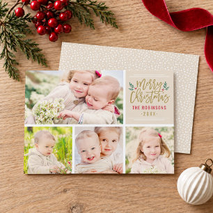 Festividades Cartão de Natal Moderno com Colagem de Fotos