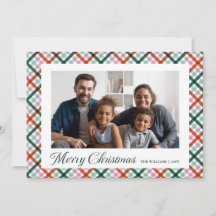 Cartão de Natal Moderno com Foto da Família em Xad