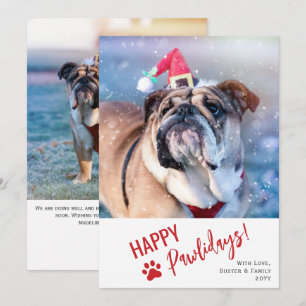 Festividades Cartão de Natal Moderno com Foto do Pet Feliz Pawl