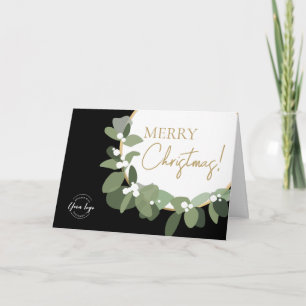 Festividades Cartão de Natal Moderno com Logotipo Preto Dourado