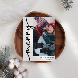 Festividades Cartão de Natal Moderno de Script de Feriado Simpl