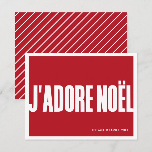 Festividades Cartão de Natal Moderno J’adore Noël - Férias (Frente/Verso)