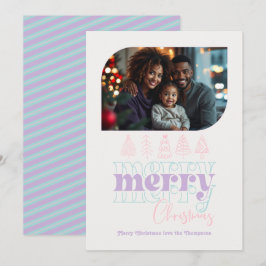 Festividades Cartão de Natal Moderno Pastel Doodle Foto de Neve