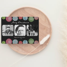 Festividades Cartão de Natal Moderno | Triplo-Foto do Ornamento