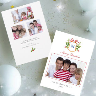 Festividades Cartão de Natal Monograma com Várias Fotos
