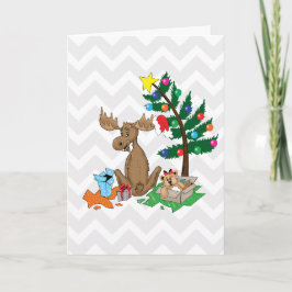 Festividades Cartão de Natal Moose
