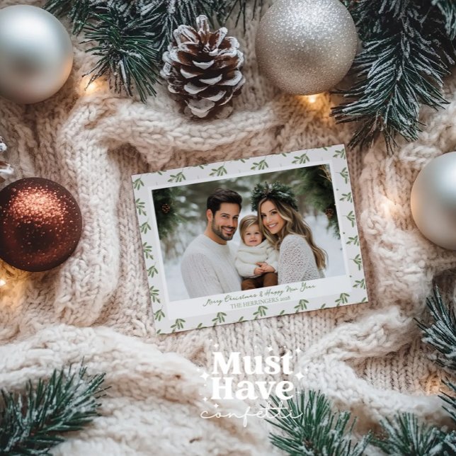 Festividades Cartão de Natal Neutral Holly Berries (Criador carregado)