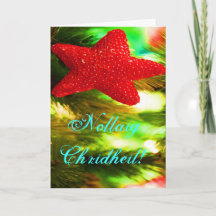 Cartão de Natal Nollaig Chridheil Red Star