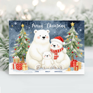 Festividades Cartão de Natal Nome da Família de Urso Polar Fofo