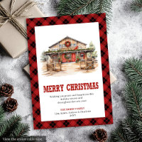 cartão de Natal ocidental estilo rancho tartan