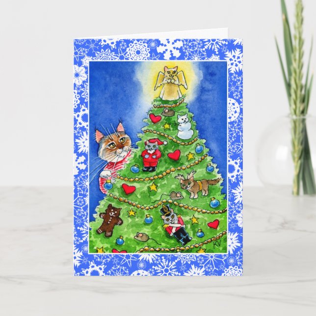 Festividades Cartão de Natal ou Feriado para gatos e ratos (Frente)