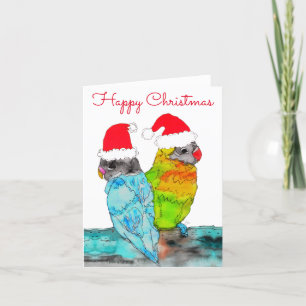 Festividades Cartão de Natal Papagaios Amor Pássaros Feliz Nata