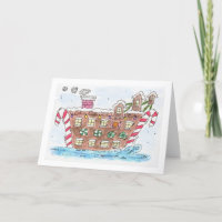 Cartão de Natal "Papai noel Boat"
