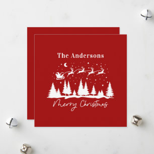 Festividades cartão de natal papai noel e trenó de rena