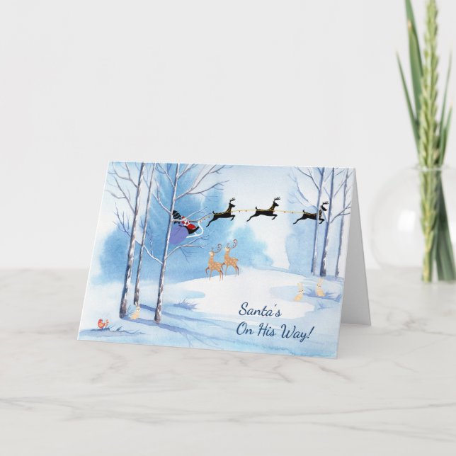 Festividades Cartão De Natal, Papais noeis A Caminho (Frente)