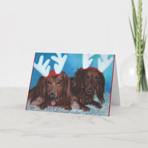 Festividades Cartão de Natal Par Dachshund Doxie
