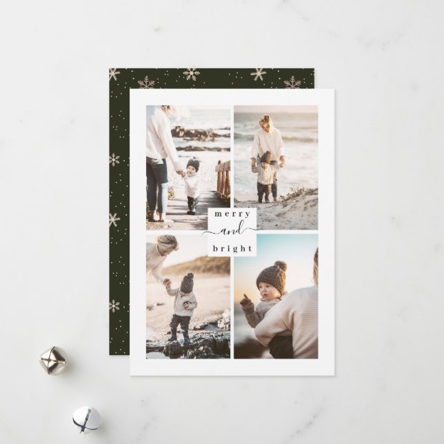 Festividades Cartão de Natal para a Família Moderna feliz e Bri (Frente/Verso In Situ)