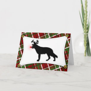 Festividades Cartão de Natal para a Reindeer german shepherd