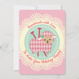 Festividades Cartão de Natal para agulhas de tricô de ovelha Ar