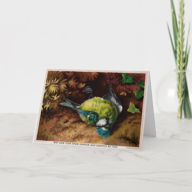 Festividades Cartão de Natal para aves Mortos vitoriano (Frente)