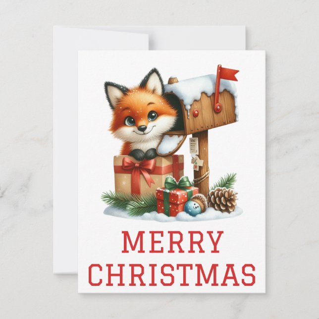 Festividades Cartão de Natal para Bebê Bonito Raposa (Frente)