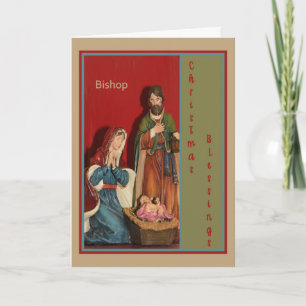 Festividades Cartão de Natal para Bishop com Manger
