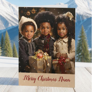 Festividades cartão de natal para crianças afro-americanas