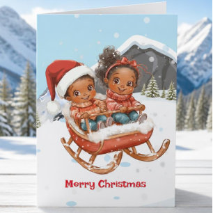 Festividades Cartão de Natal para crianças afro-americanas