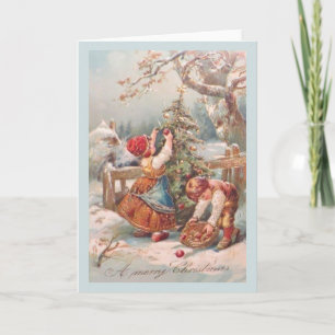 Festividades Cartão de Natal para Crianças Alemãs Vintage
