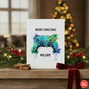 Festividades Cartão de Natal para Gamers Personalizado de Jogos