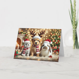 Festividades Cartão de Natal para gatos, Cartão de Natal para c