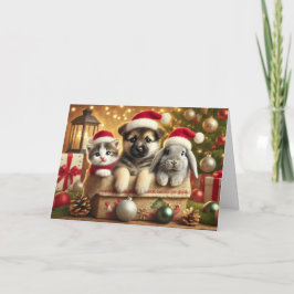 Festividades Cartão de Natal para gatos, Cartão de Natal para c