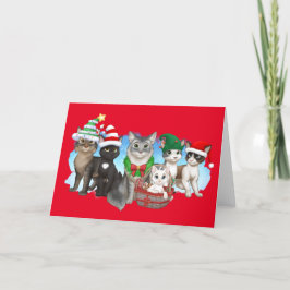 Festividades Cartão de Natal para gatos e tripulantes 5" x 7"