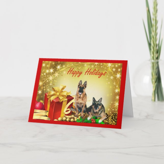 Festividades Cartão de Natal para german shepherd (Frente)