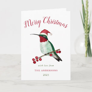 Festividades Cartão de Natal para o Hummingbird de Papais noeis