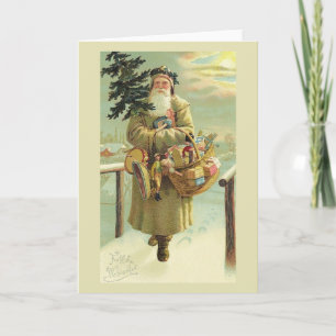 Festividades Cartão de Natal para Papais noeis Alemães Vintage