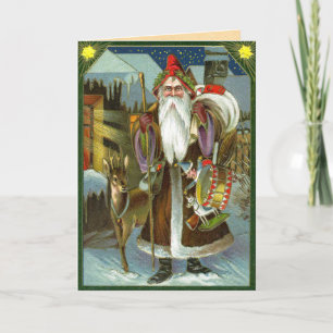 Festividades Cartão de Natal para Papais noeis Alemães Vintage