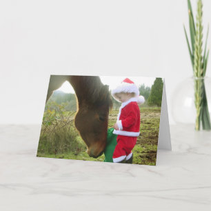 Festividades Cartão de Natal para Papais noeis de Cavalo e Cria